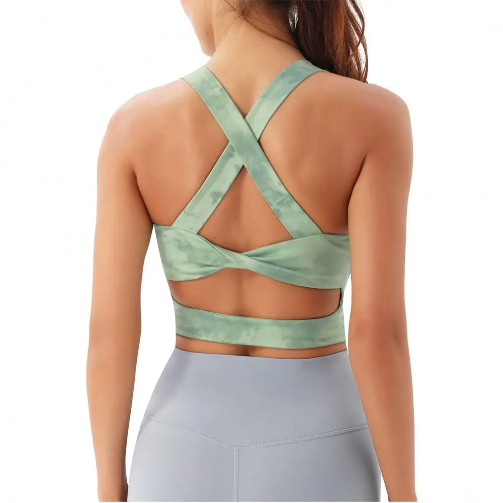 ECBC High quality activewear breathable training crop top tie dye seamless sports bra women yoga bra