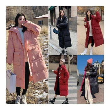 High quality winter warm bubble coat clothes manufacturer custom long hood puffer jacket for women