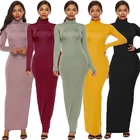 Dresses Silk 2021 Dresses New Arrivals Women Plus Size High Neck Tight Fitted Silk Maxi Dresses