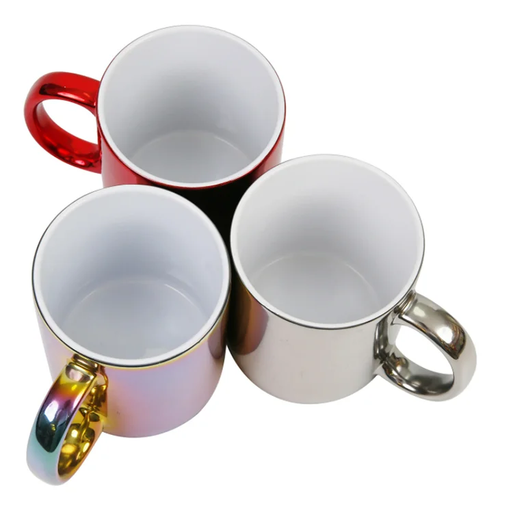 2023 Promotional Fashionable Customize Logo Metallic Plated 11oz Ceramic Mug
