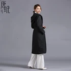 Fall/winter Tongxiang Blank New Urban Casual Style Black Long Style Ladies Hooded Silk Down Jacket