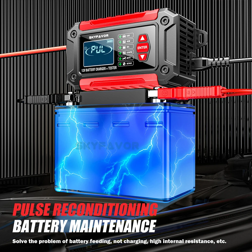 All in one car battery charger 12V 6A automatic gel agm lead acid battery analyzer CCA internal resistance tester & pulse repair