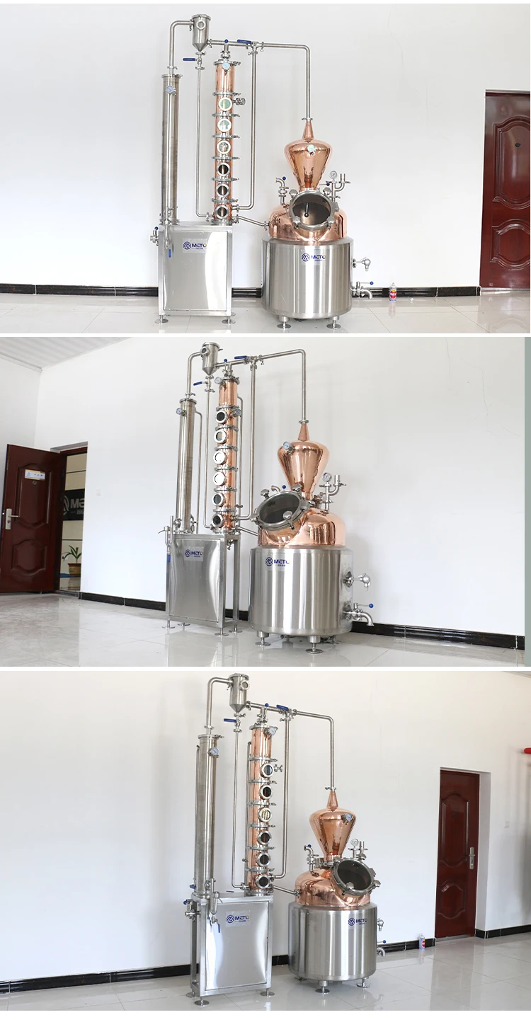 Meto 500l 1000l Commercial Stainless Steel Copper Vodka Wine Rum Gin