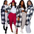 Jacket Trending 2021 Fall Winter Women Clothing Turn Down Collar Woman Plaid Printed Long Shirt Jacket Coats