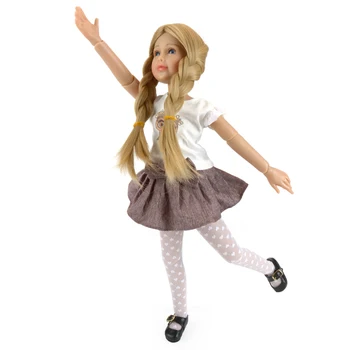 Factory price giirl Dolls BJD Dolls with lovely dress/print T-shirt /long braid hair for Kids toy play