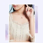 Cz Cz 2021 Trendy 925 Silver Jewelry Gold Plated Necklace Mermaid Tail Pearl Color Pink Crystal CZ Zircon Stone Necklace