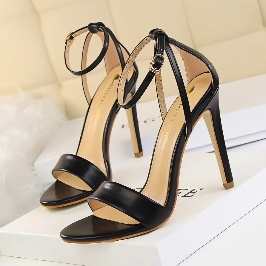 Women 11cm High Heels Sandals Wedding Bridal Stiletto Heels Sandals Glitter Prom Elegant Stripper Party  Shoes Plus Size 34-43