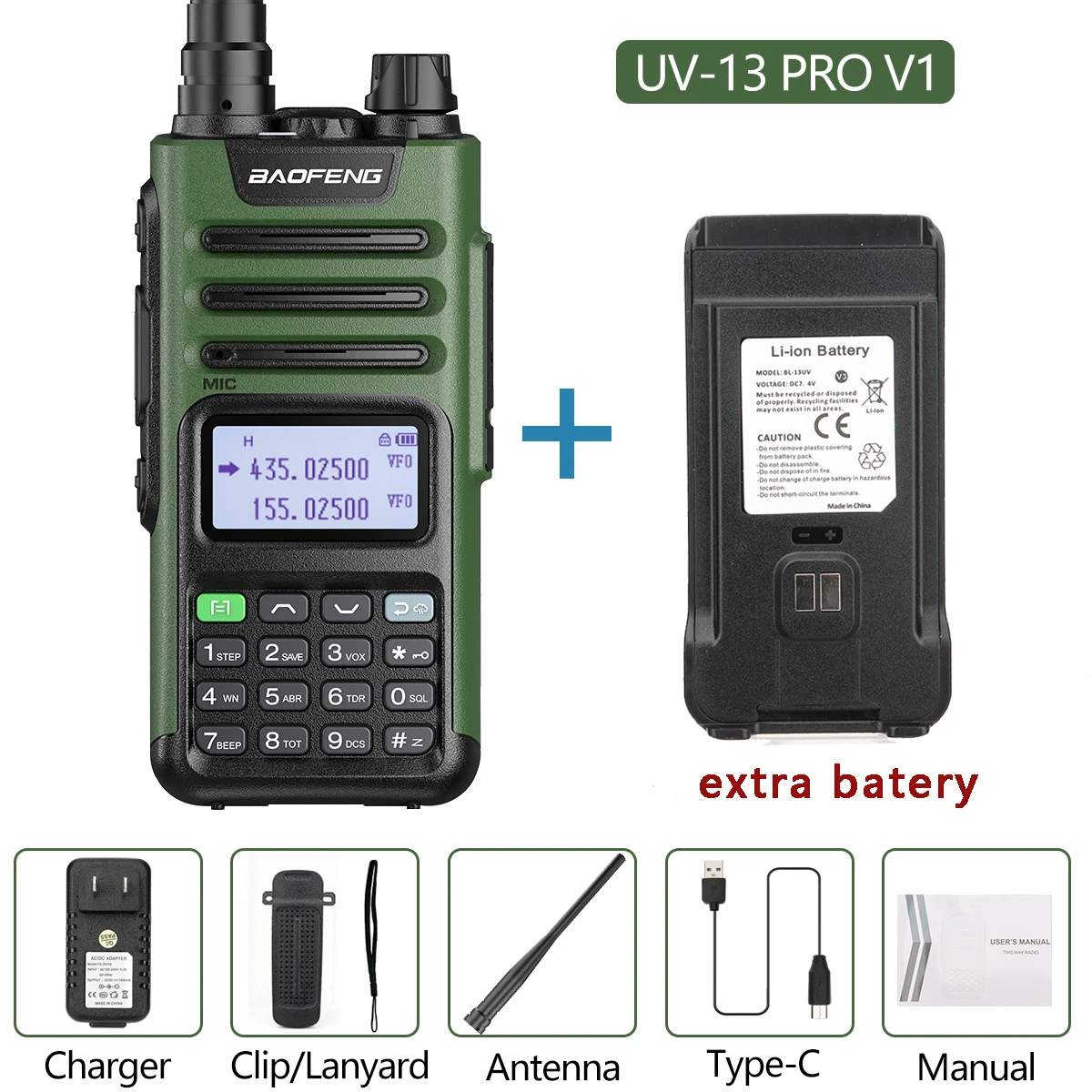 2024 Baofeng UV-13 Pro 10W Walkie Talkie Transceiver GMRS 136-174/400-520MHz With Type-C Charger UV13 pro Two Way Radio