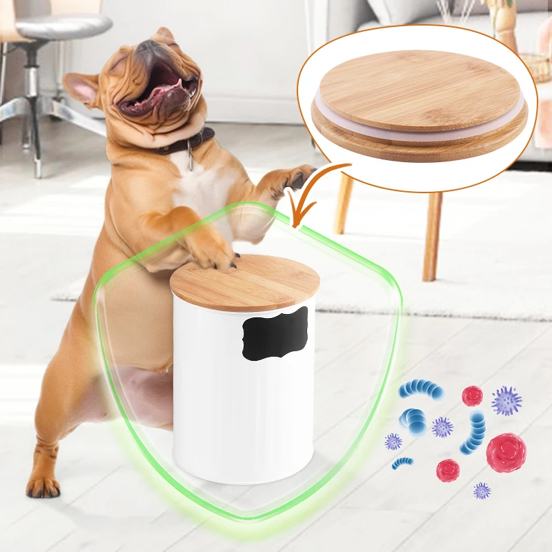 Galvanized Iron Farmer House Style with Sealed Wooden Lid and DIY Sticker Dog Treat Jar Canister Set