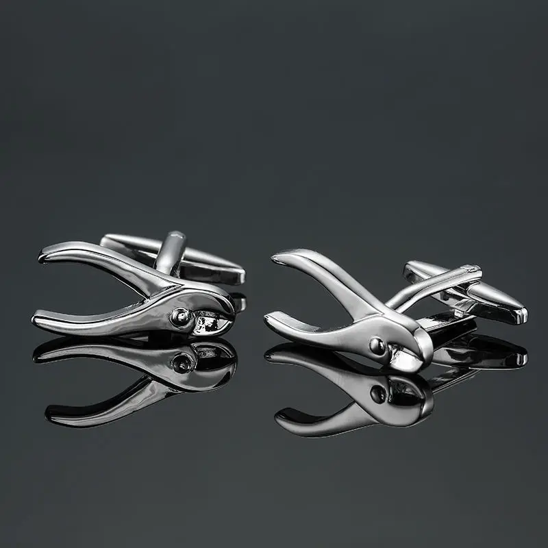 nimai jewelry wholesale Silver and black rectangular bar cufflinks mens custom cufflinks and tie clip set jewelry