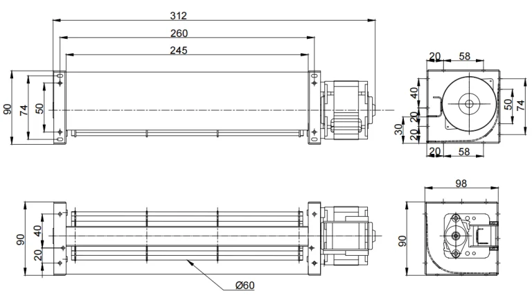Cross Flow Fan, Tangential, 230V, Aluminum - detail 8