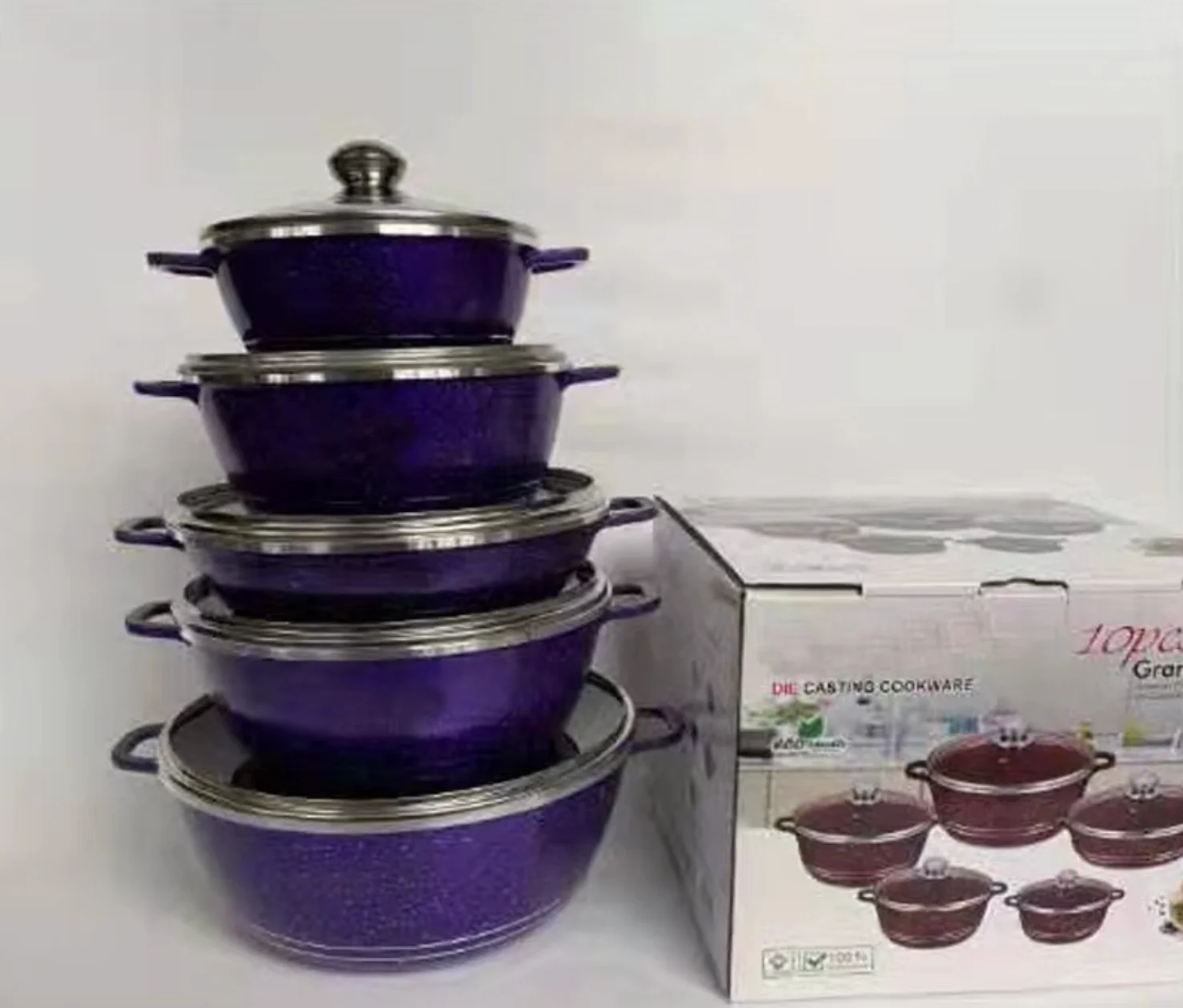Hot Selling Luxury  10pieces Pot Set  Cookware Set Soup & Stock Pans Soup Pot Cookware Sets