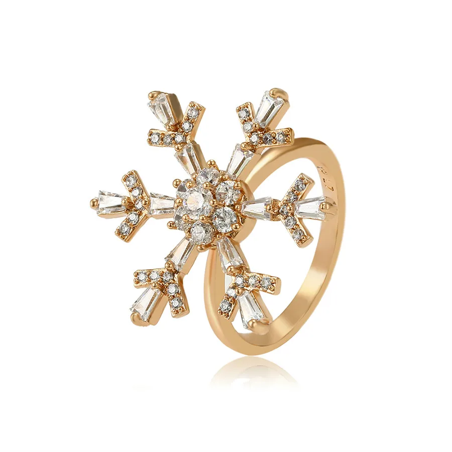 C000018164 Xuping Jewelry Elegant and exquisite synthetic CZ snowflake with diamond 18K gold fashion ring