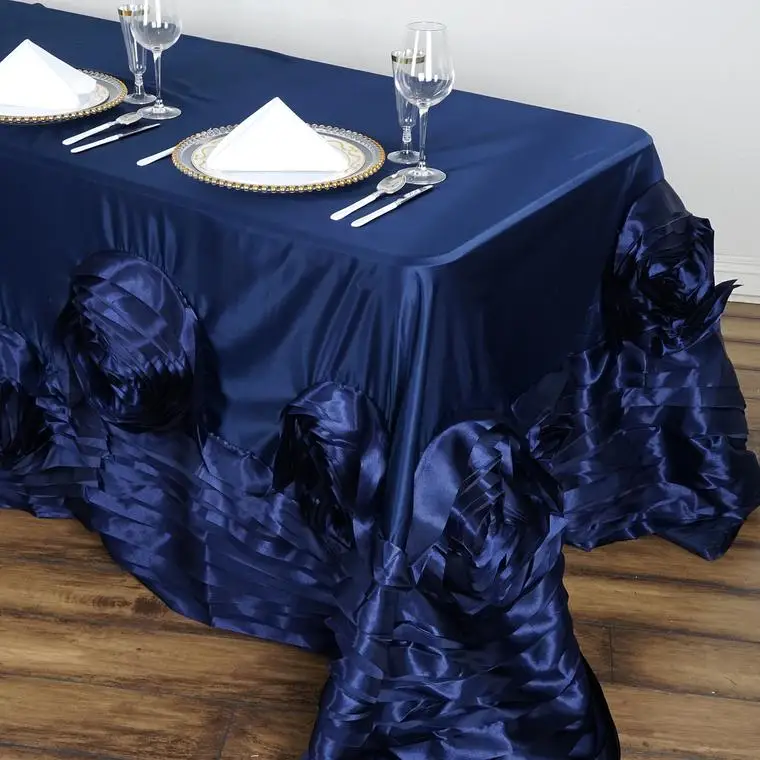 Wholesale High Quality Big Rosette flower taffeta table cloth