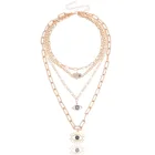 Gold Pendant Vintage Multi Layered Bamboo Diamond Gold Devil's Eye Pendant Necklace