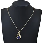 Tear Trendy Zircon Discolored Glass Stone Pendant Tear Drop Necklace Women Girls Jewelry