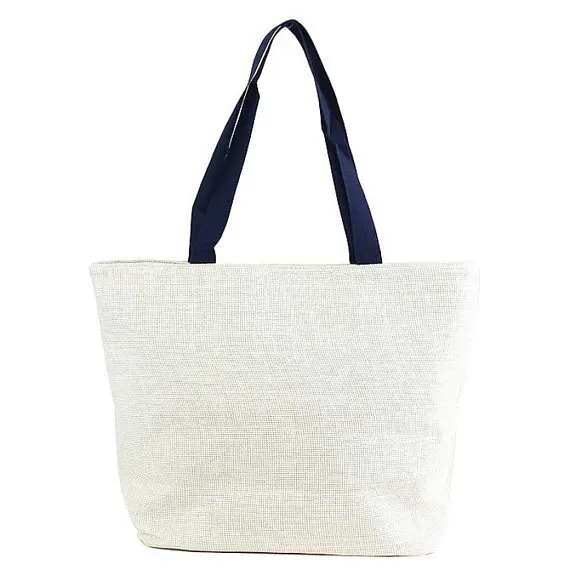 Custom print on demand Flamingo pattern burlap beach bag tote bag for  handbag ladies