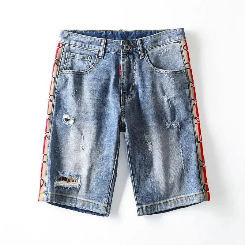 Wholesale fashion style cotton stretch straight classic jeans men's denim shorts Breathable men's casual shorts