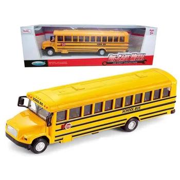 Open The Door Pull Back Diecast School Yellow Bus Toys With Light