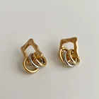 Earrings Earrings Vershal New Fashion Minimalist Gold Silver Plated Matte Metal Hoop Earrings For Women