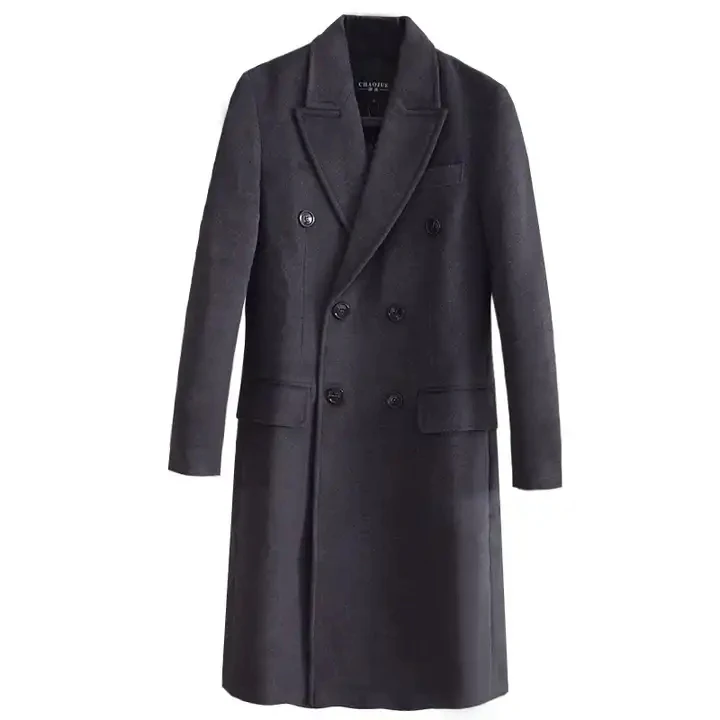 COOFANDY Men's Wool Blend Coat with Detachable Plaid Scarfs Notched Collar Single Breasted Pea Coat