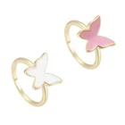 Silver Rings Ringssilver Enamel Ring Gemnel Minimalist Thin Band Social Butterfly Pink 925 Silver Enamel Luxury Rings