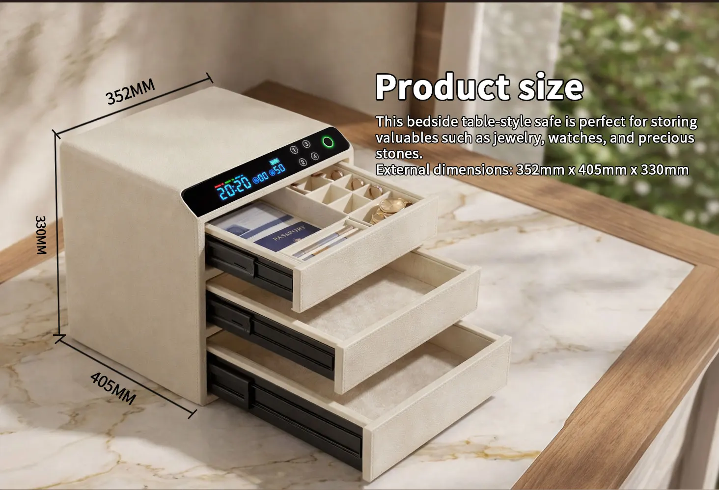 dr 1273 ft ceqsafe smart home secret safe automatic luxury leather bluetooth drawer safe lock touch screen parts safety jewelry watch winder box-2