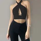 Women Waistcoat Pure Color Sex Appeal Hollow-out Hangs Neck Sport Women Fashion Vest Ladies Waistcoat