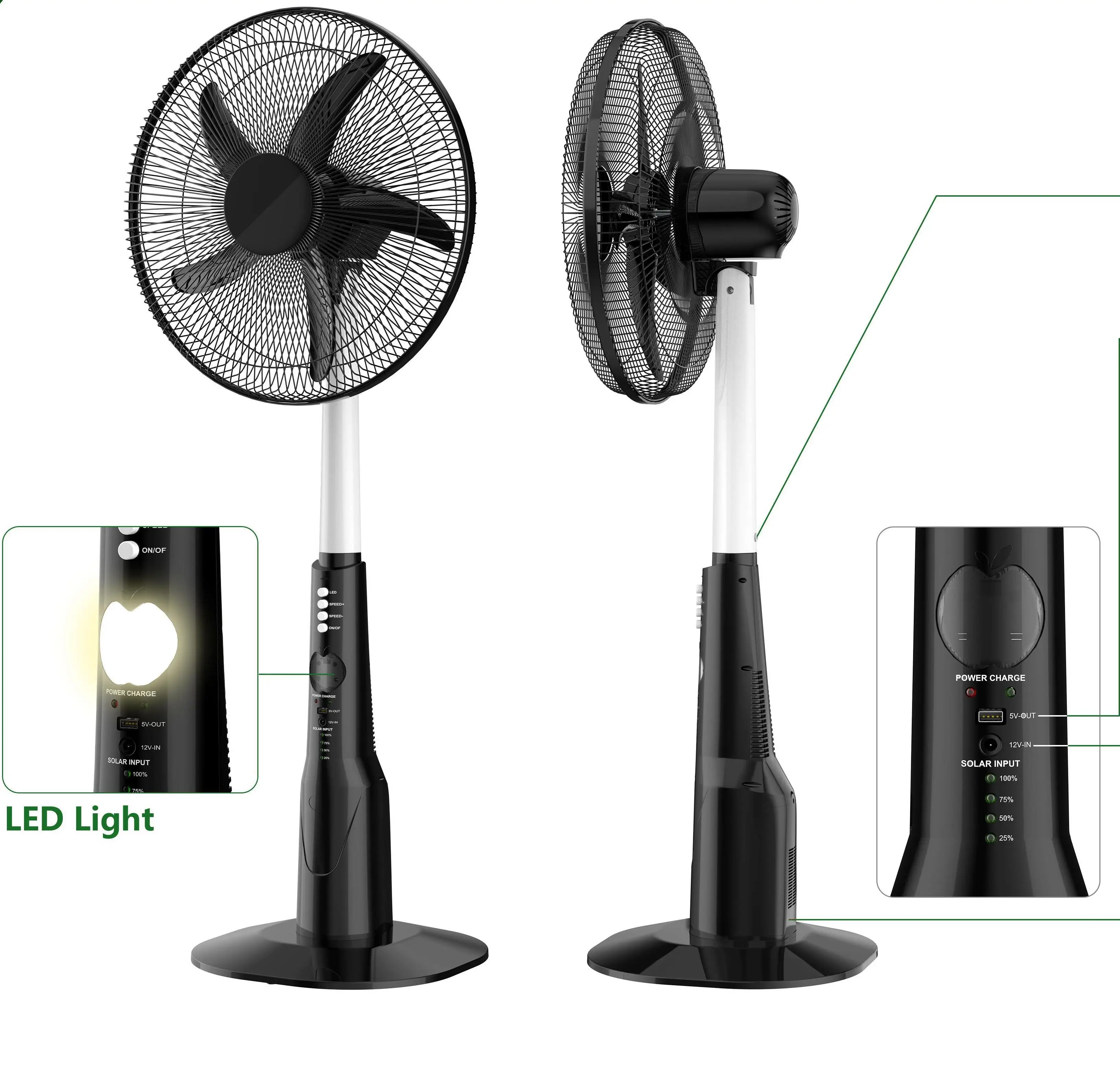Electric Oscillating Stand Fan, 16/18-Inch, Solar, 12V - detail 2