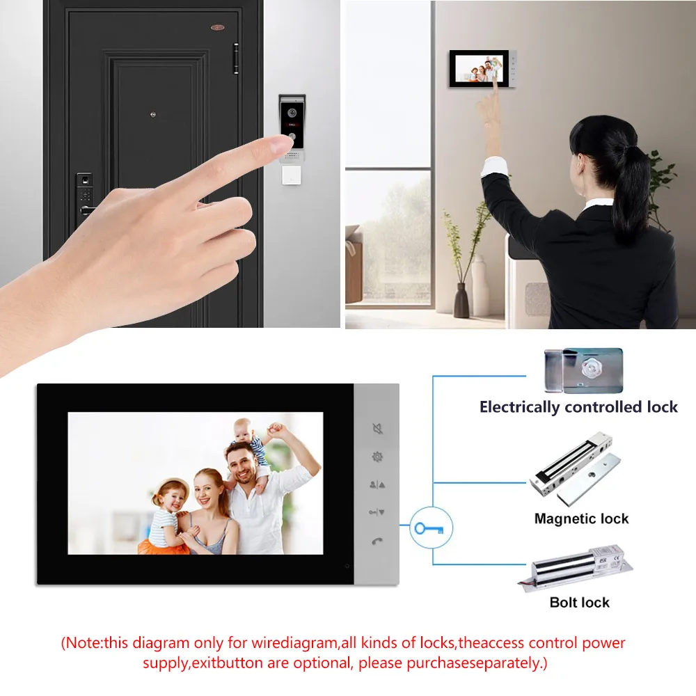 Video Doorbe 7 Inch 4Wire Connection Intercom Doorbell With Camera Intercom Global Distribution Best Intercom Doorbell System