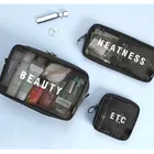 Bag Travel Netting Cosmetic Bag Travel Storage Bag Multi Functional Wash Bag Nylon Black 3 Piece Set