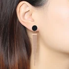 Long Drop Earrings Tassel Drop Earrings Rose Gold Stainless Steel Stylish Korean Long Tassel Drop Earrings