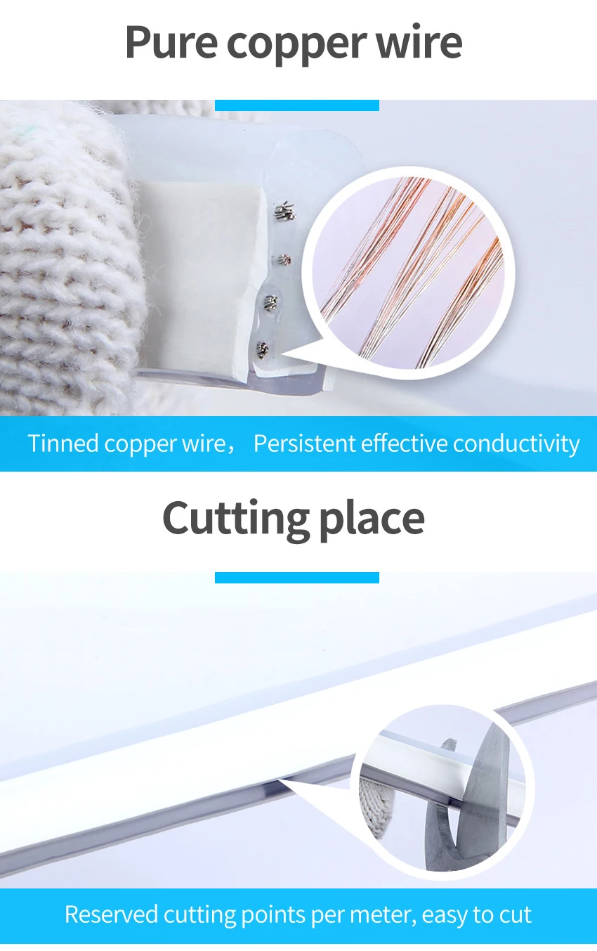 product cut every 1cm of 612 flex 12v blue 50meter roll of neon rgb led strip light ice blue color with controller-8