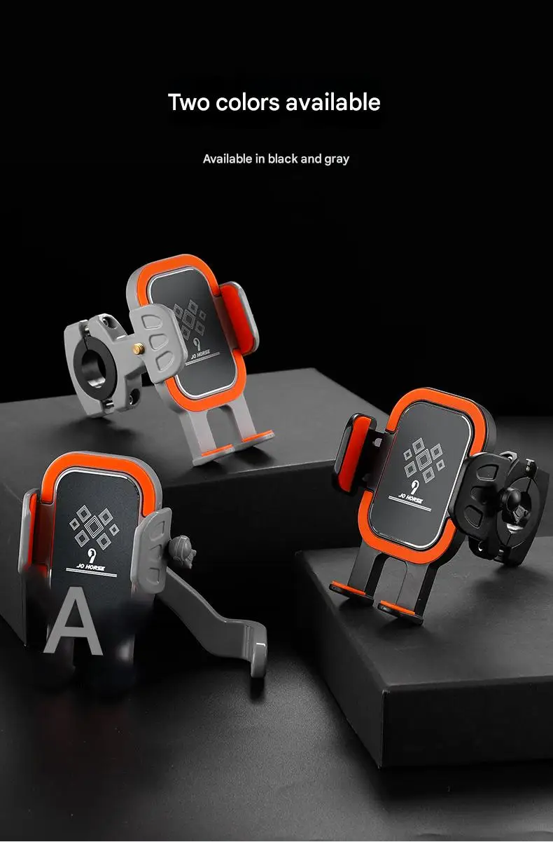 Multifunctional Rotatable Non-Slip Bicycle Motorcycle Accessory Electric Vehicle Aluminum Alloy Mobile Phone Holder Fixed Black
