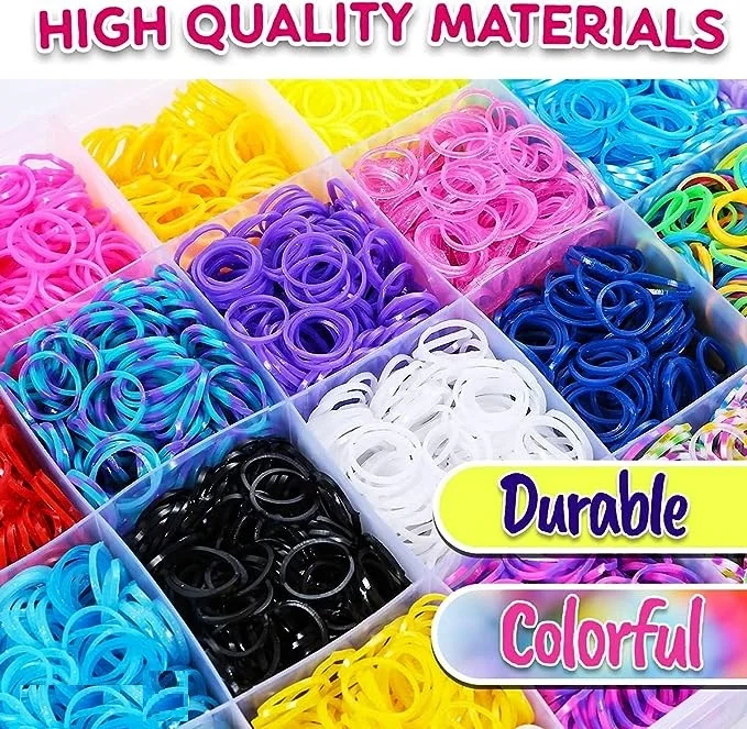 Hot Sales  manufacturers 1300Pcs Rubber Bands Bracelet Kit 32 Colors Loom Bands Clips Beads Diy Set for child kidsren's
