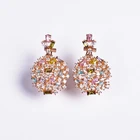 Rose Earring Earrings Rectangle / MS/ Round Stone Rose Gold Rhodium Earring