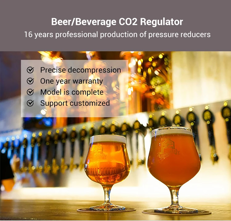 Single-stage Pressure CO2 Draft Beer Regulator CGA-320 Double Body 3 Gauge Pressure Adjustable And Stable supplier