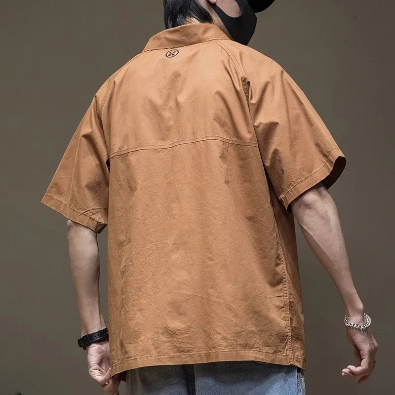 Summer Overalls Shirt Men's Polo Shirt Loose Large Size Men's Shirt 2025 Autumn Short-sleeved T-shirt Casual Top