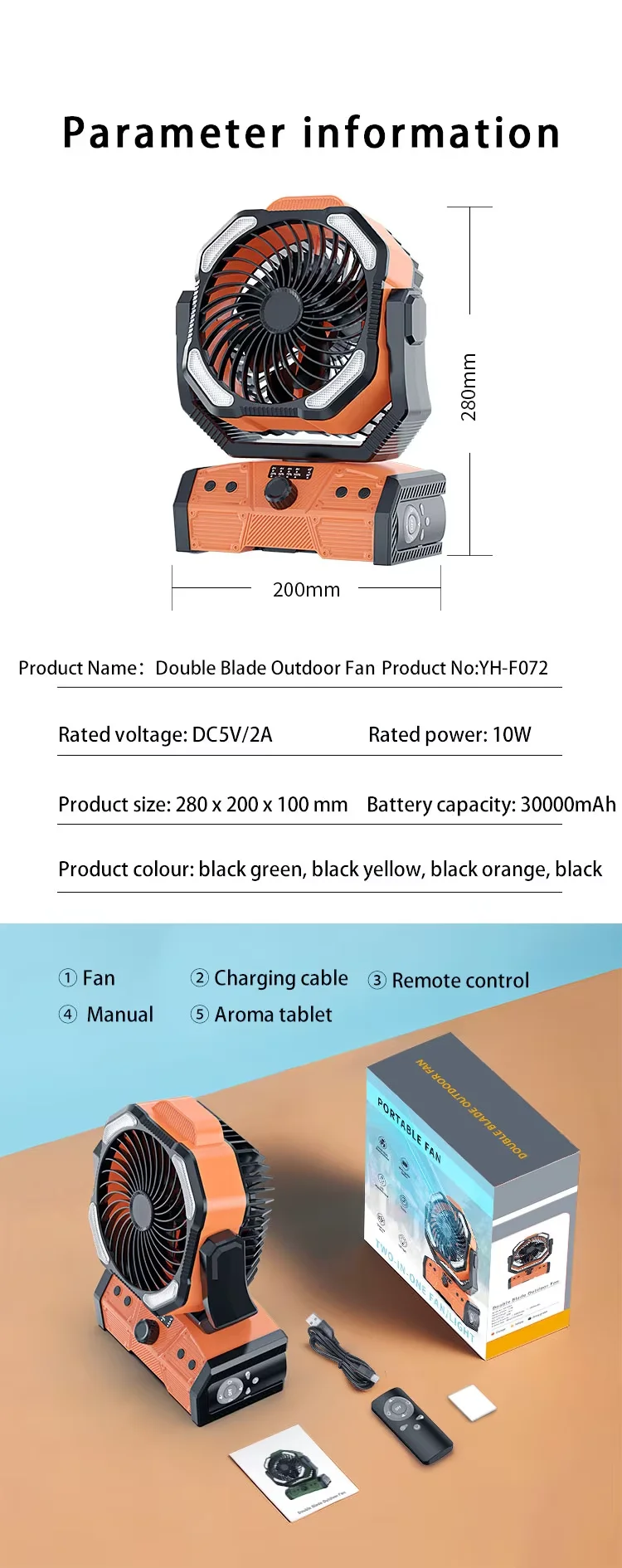 Table Fan, Portable, 30000mAh, USB - detail 20