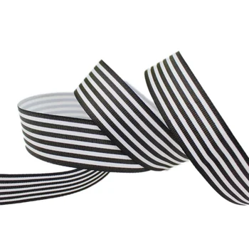 (20 yards/lot) 1'' (25mm) Black and White Stripe grosgrain ribbon printed gift wrap decoration ribbons