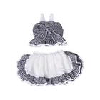 Set Girls Clothing Skirt 1-5 Years Set Girls Bow Clothing Plaid Strap Belt Tops + Pleated Skirt MH987