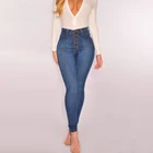 Jeans Ladies 2021 OEM ODM Wholesale High Waist Jeans Mujer Button Solid Stretch Skinny Ladies Denim Pants Women's Jeans