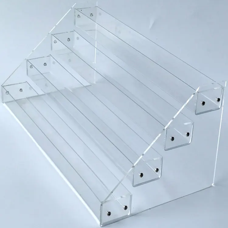 Custom 4 Tier Desktop Clear Acrylic Display Stand Shelf Divider