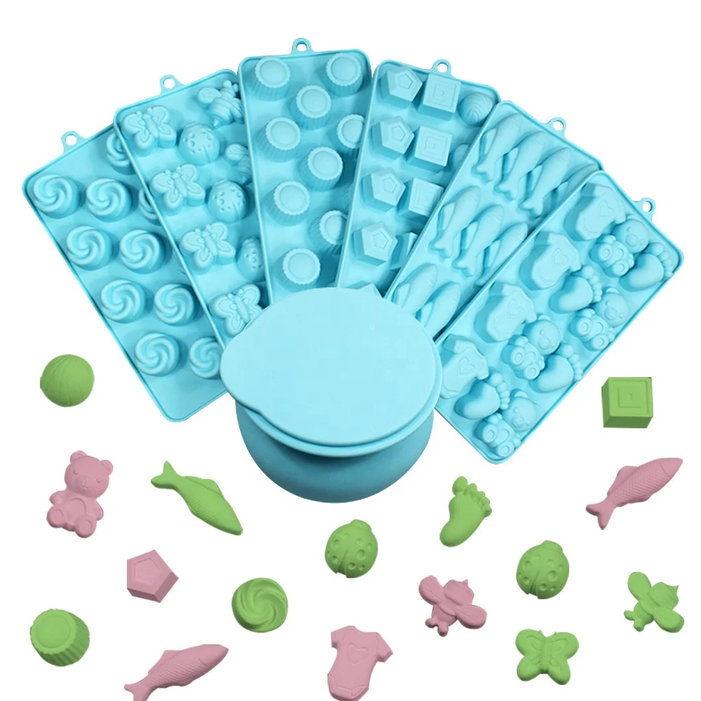 new design blue color 15 holes round shaped silicone cake mold no stick 3d DIY candy chocolate silicona soap mould cake toots