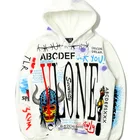 New 10IHN225 Spring And Autumn New Style Couples Hip Hop Graffiti Casual Plus Velvet Hooded Men's Hoodie