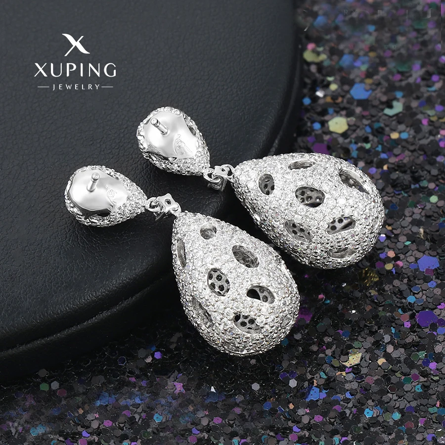 28163 xuping jewelry fashion elegant simple luxury platinum plated drop earrings women