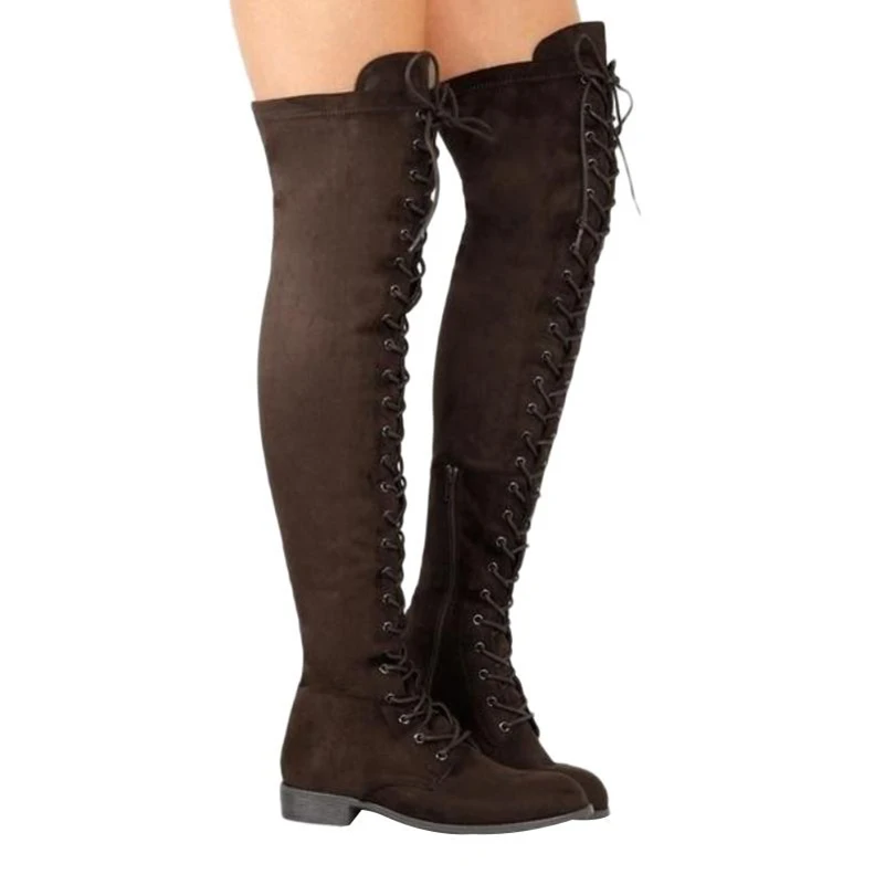 flat tight knee high boots