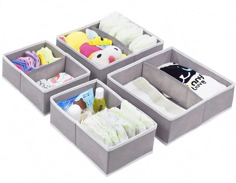 2019 New Style Foldable nonwoven fabric  Cloth 4 piece set underwear storage box with dividers in storage boxes bins