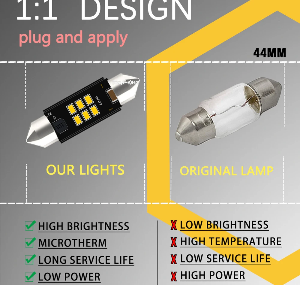 Car Super Bright 31mm 36mm 39mm 41mm 44mm LED Double Pointed Lamp C5W C10W CANBUS 6 SMD LED Reading Light License Plate Light