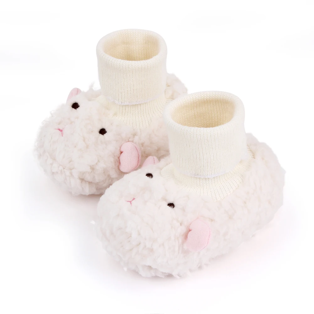 Cute Cartoon Solid Color Furry Animal Autumn and Winter Baby Comfortable Warm Socks Cotton Boots manufacture